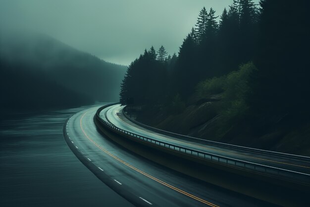 Empty street in dark atmosphere