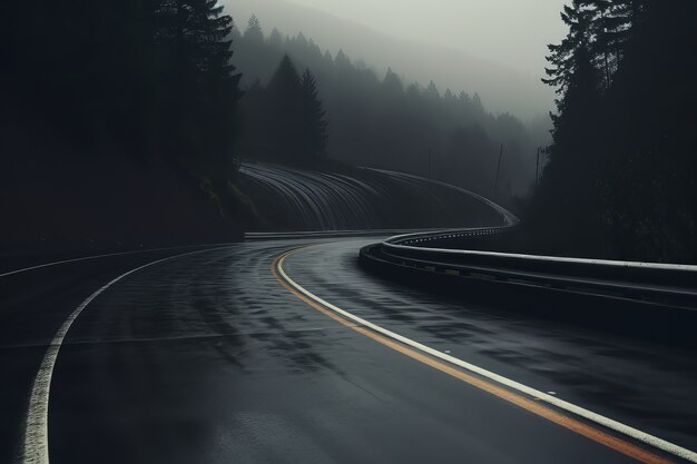 Empty street in dark atmosphere