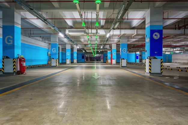 Empty underground parking garage