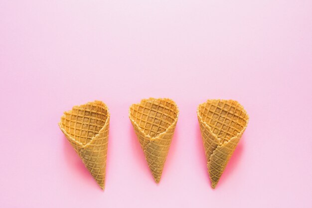 Empty waffle cones 