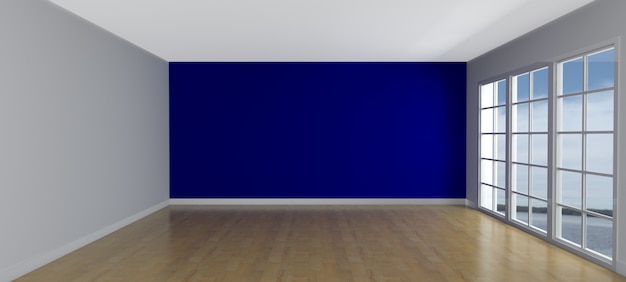 Empty with a blue wall room