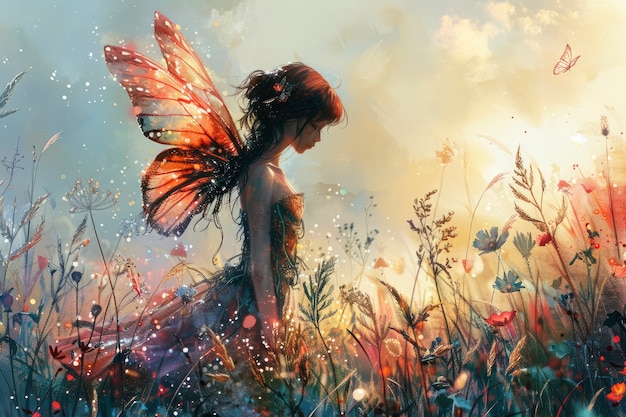 Free Photo enchanting watercolor fairy illustration