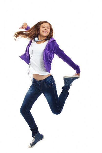 Energetic teenager jumping