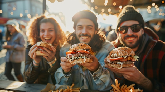 Free Photo enjoying street food fest