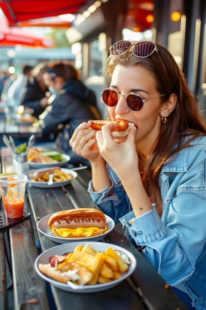 Free photo enjoying street food fest