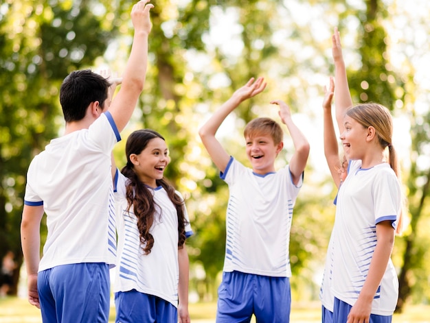 Enthusiast team getting ready to play football