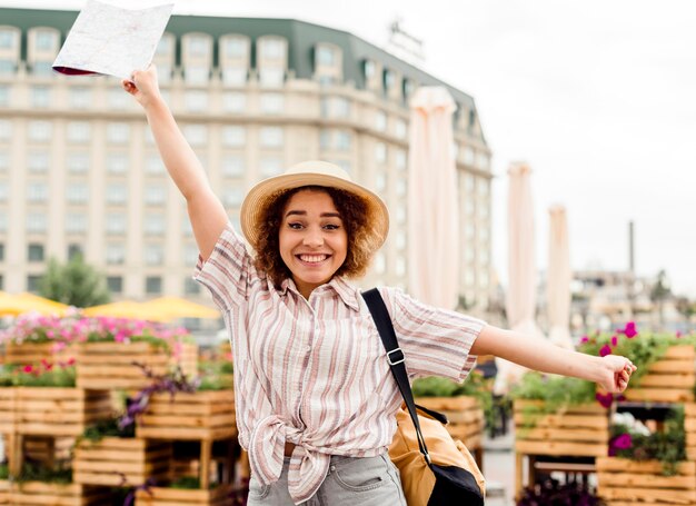 Enthusiast woman traveling alone