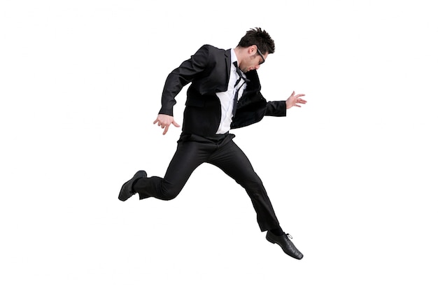 Enthusiastic businessman jumping