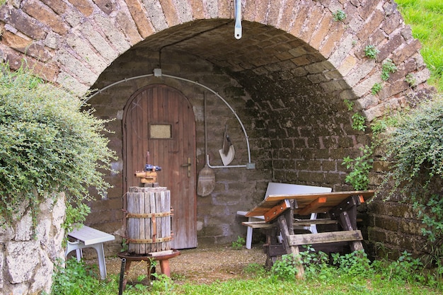 Entrance to an old italian wine cellar