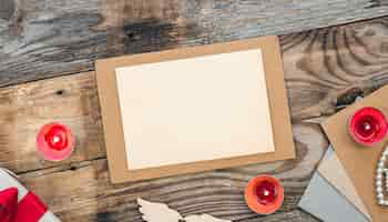 Free photo envelope and blank paper on wooden background valentine39s day concept