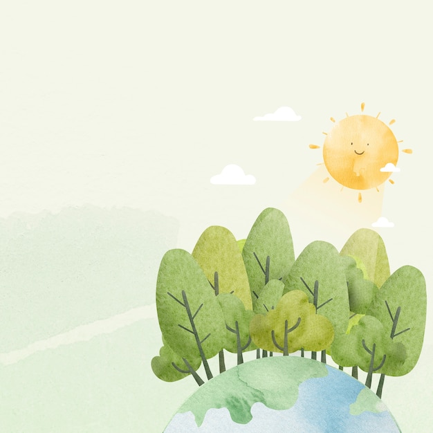 Free Photo environment background with cute sunshine watercolor illustration