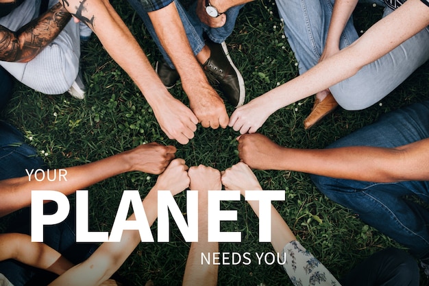 Free Photo environment banner with people hands saving the planet