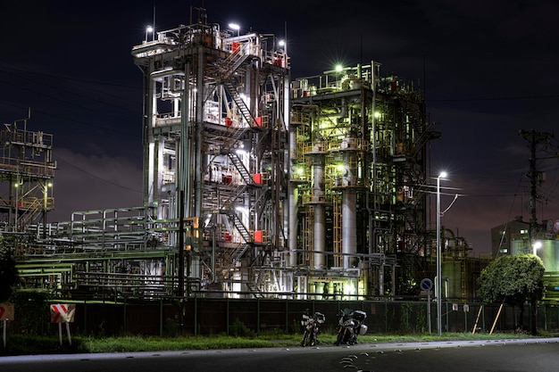 Free Photo environmental pollution and factory exterior at night