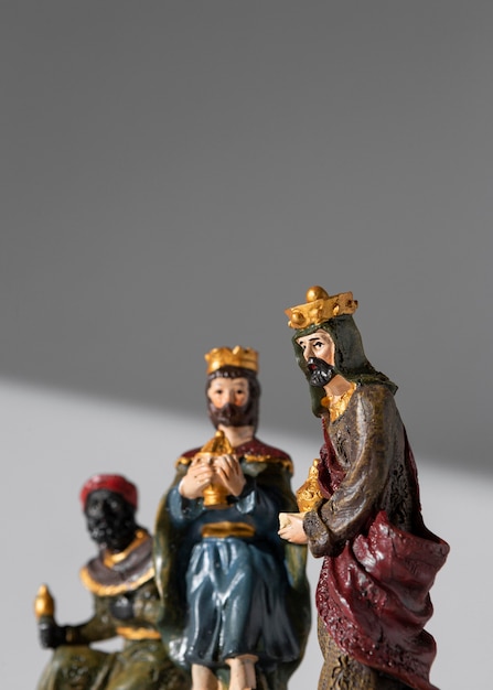 Free Photo epiphany day kings figurines with copy space