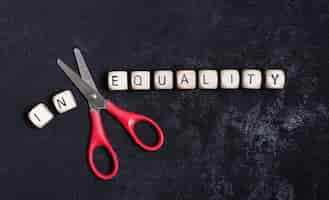 Free photo equality and inequality concept with scissors