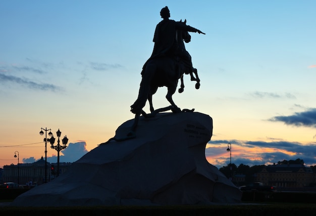 Free photo equestrian statue of peter the great