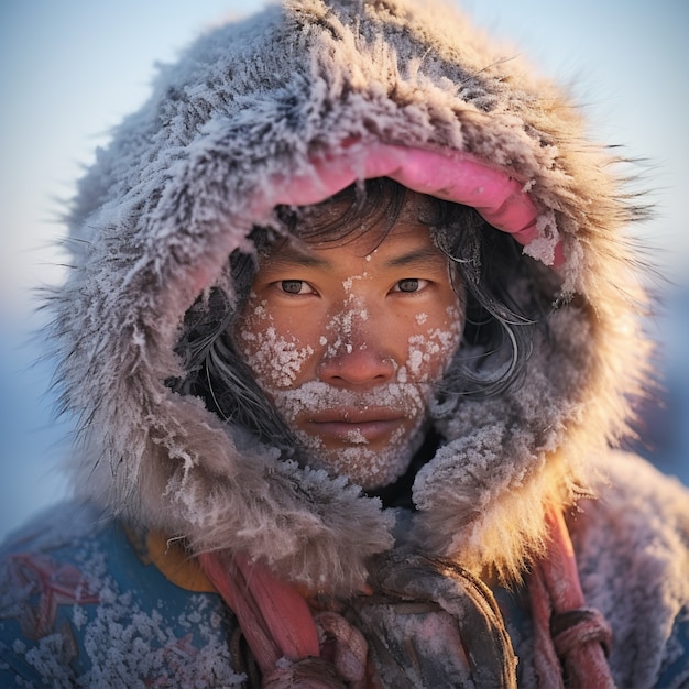 Eskimo people living in extreme weather condition