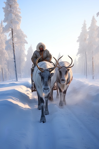 Free photo eskimo people living in extreme weather condition