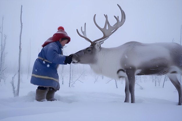 Eskimo people living in extreme weather condition