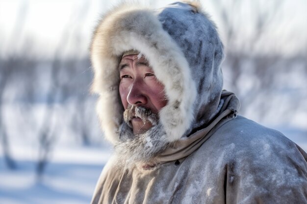 Eskimo people living in extreme weather condition