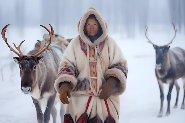 Eskimo people living in extreme weather condition