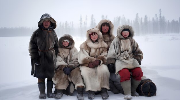 Eskimo people living in extreme weather condition