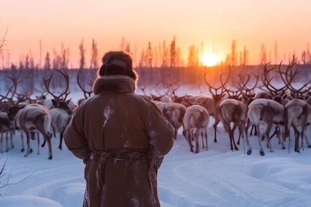 Eskimo people living in extreme weather condition