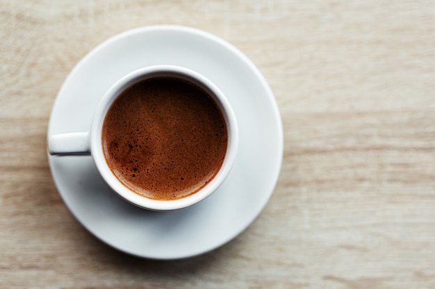 Espresso coffee served in cup