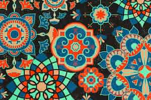 Free photo ethnic floral pattern background illustration