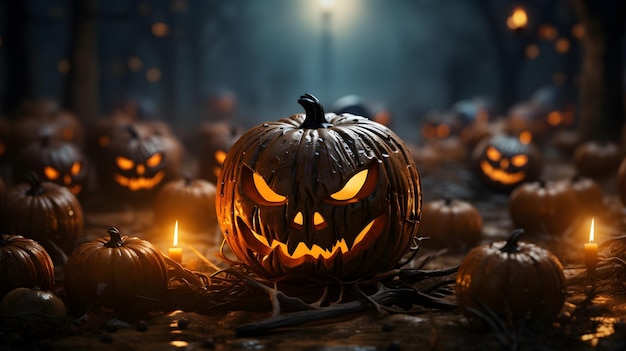 Free Photo evil halloween pumpkin poster