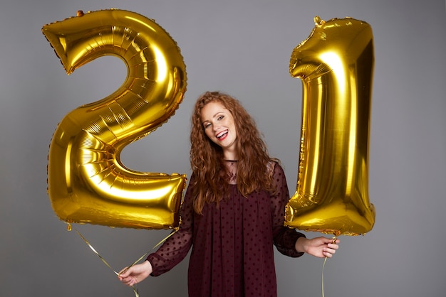 Free Photo excited girl celebrating her birthday