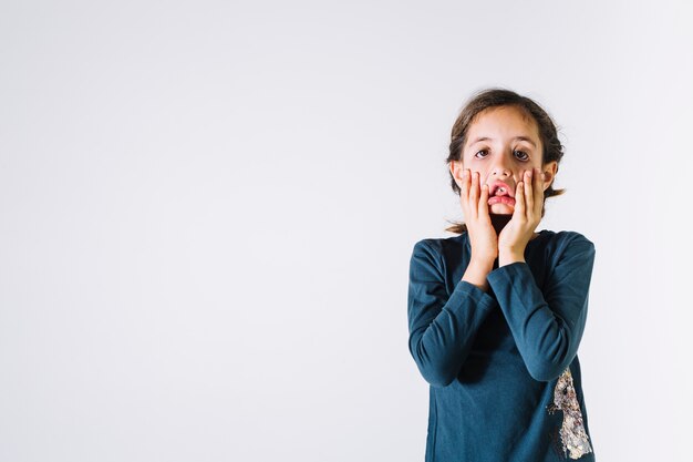 Exhausted girl looking at camera