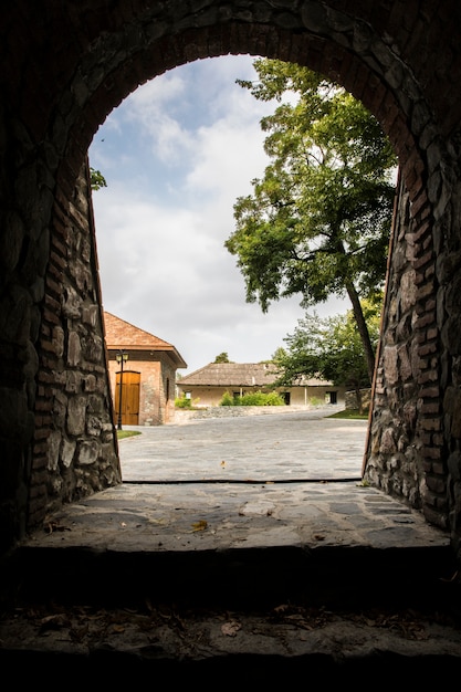 Exit from a historical building to the town