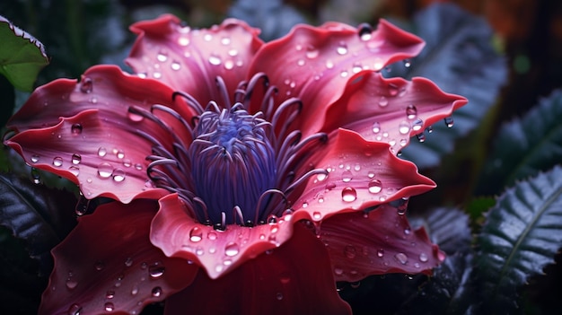 Free photo exotic carnivorous flower unfolding its intricate petals to reveal a hidden world