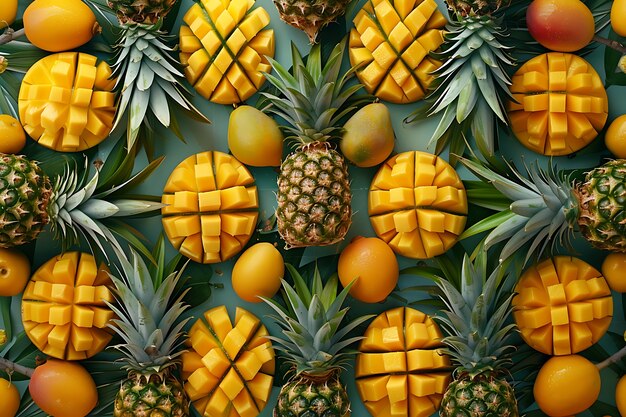 Free Photo exotic fruits pattern