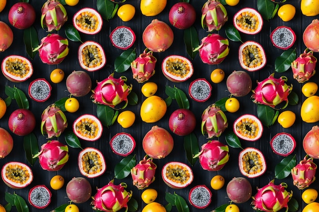 Free Photo exotic fruits pattern