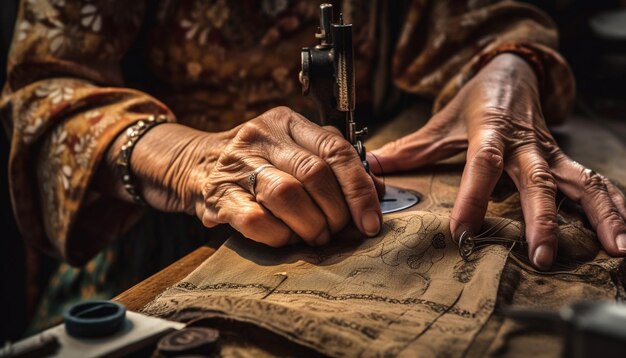 Expert men and women crafting homemade fashion generated by AI