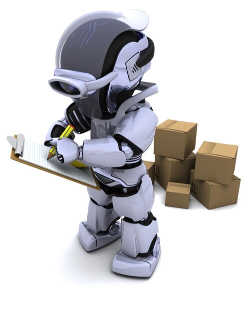 Expert robot with shipping boxes