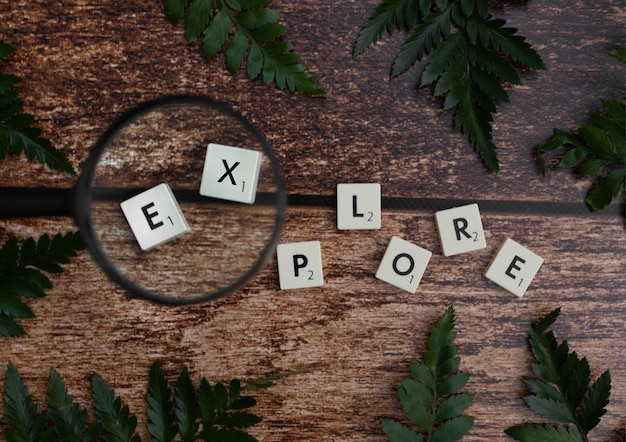 Free Photo explore from scrabble blocks