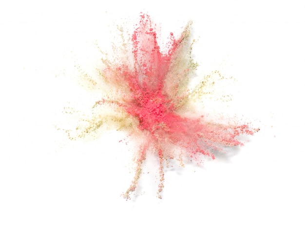 Free photo explosion of colored powder on white background