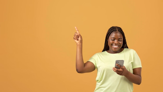 Expressive african american woman with copy space