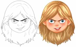 Free photo expressive girls face illustration