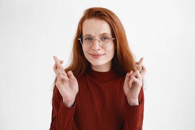 An expressive lady posing in the studio