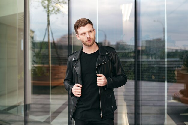 Expressive man posing outdoor