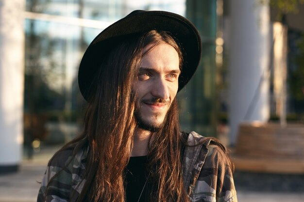 Expressive man posing outdoor