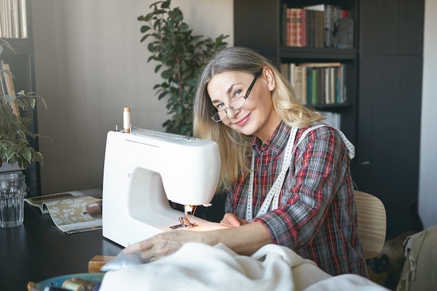 Expressive middle aged woman posing