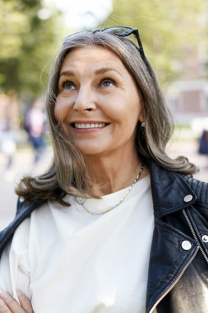 Expressive senior woman posing