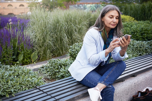 Expressive senior woman posing