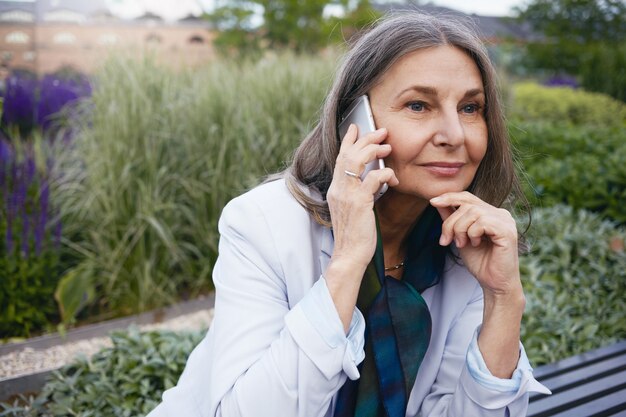 Expressive senior woman posing