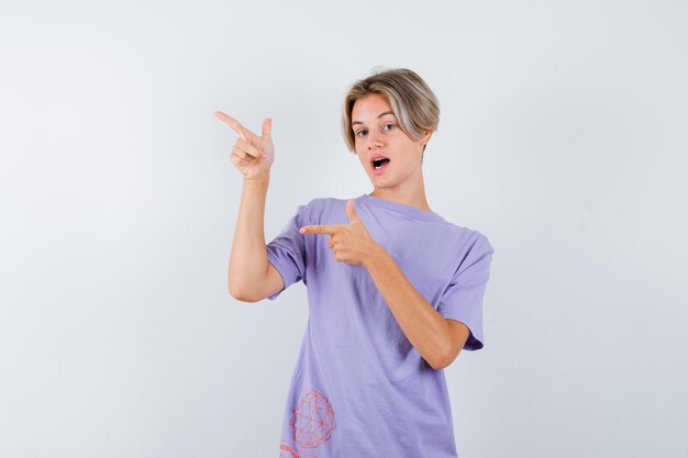 Expressive young boy posing in the studio